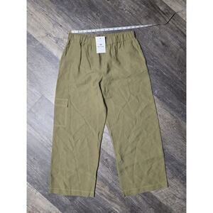 NWT PS Paul Smith Olive Green Lyocell Cropped Pull On Cargo Pants MSRP $295